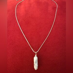 Handmade Artisan Howlite Crystal With Silver Toned Wirework